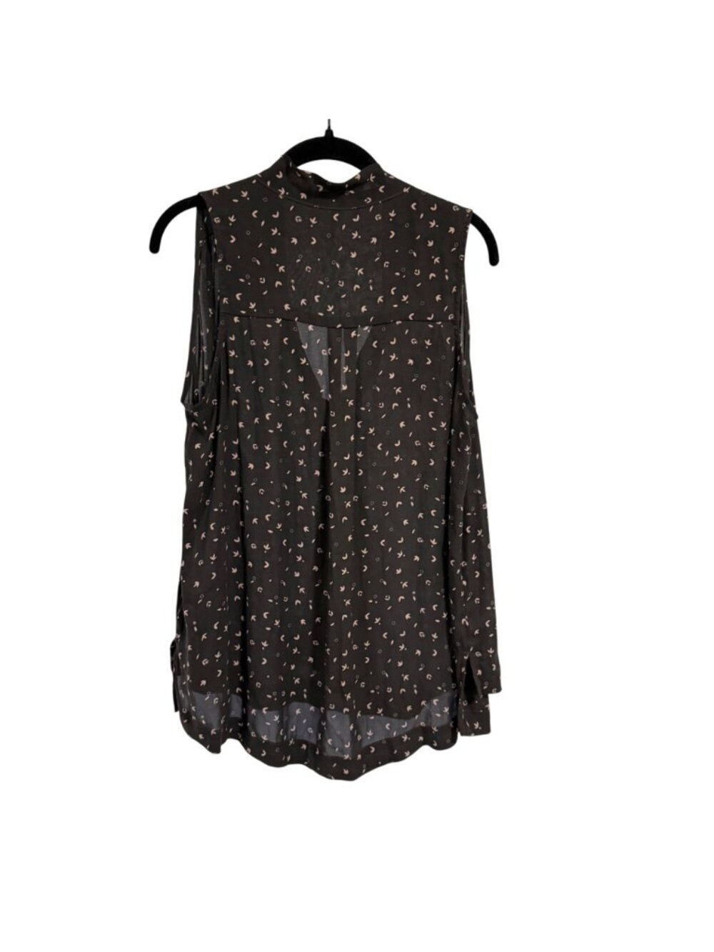 Free People High Low Hem Floral Neck Tie Sleeveless Blouse Size M - Picture 5 of 7